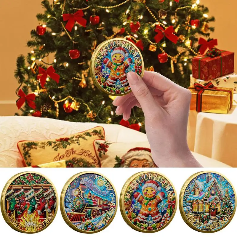 

Christmas Commemorative Souvenir Coin Collectible Coin Christmas Decorations Coin Tree Ornaments Holders Coin For Christmas