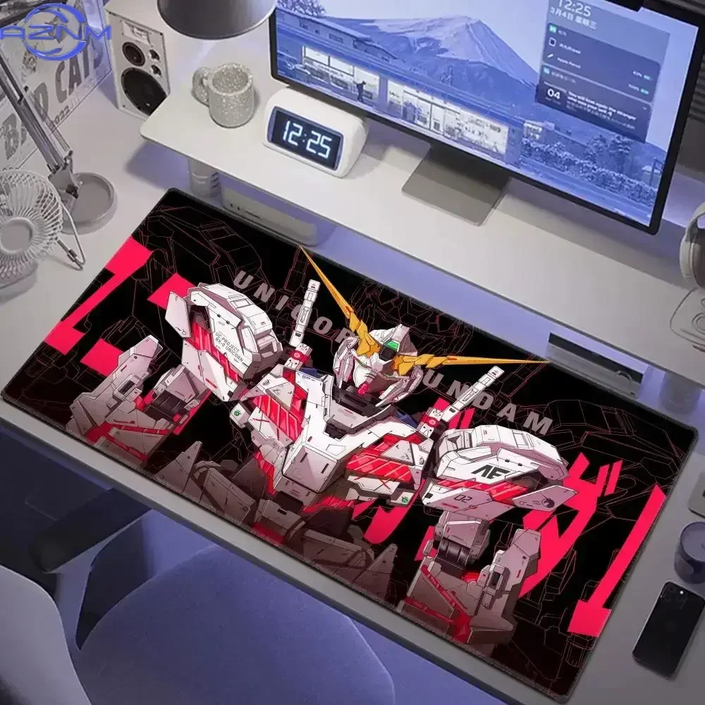 Anime Unicorn Mecha Black Red Line Art Mouse Pad, Rubber Non-Slip Base, Smooth Surface for Computer Gaming, Desktop Keyboard and