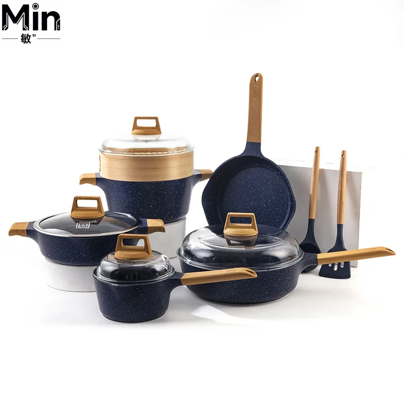 MGC Non-Stick Granite Induction Cookware Set, Die-Cast Aluminum Pots Pans Bowls, PFOA-Free Kitchen Cooking Accessories