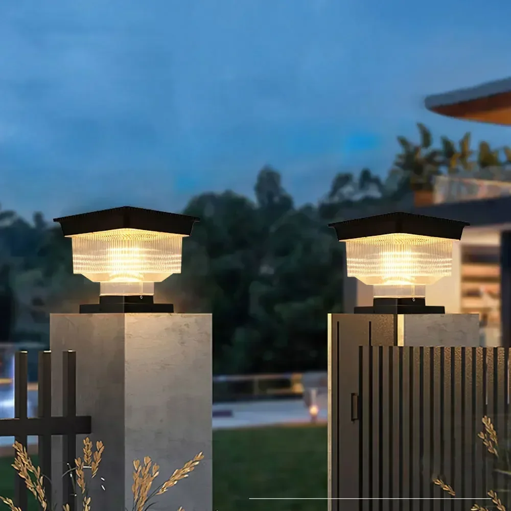 

Solar Powered Column Head Light Outdoor Courtyard Modern Waterproof Villa Door Wall Garden Pillar Door Pillar Column Modern