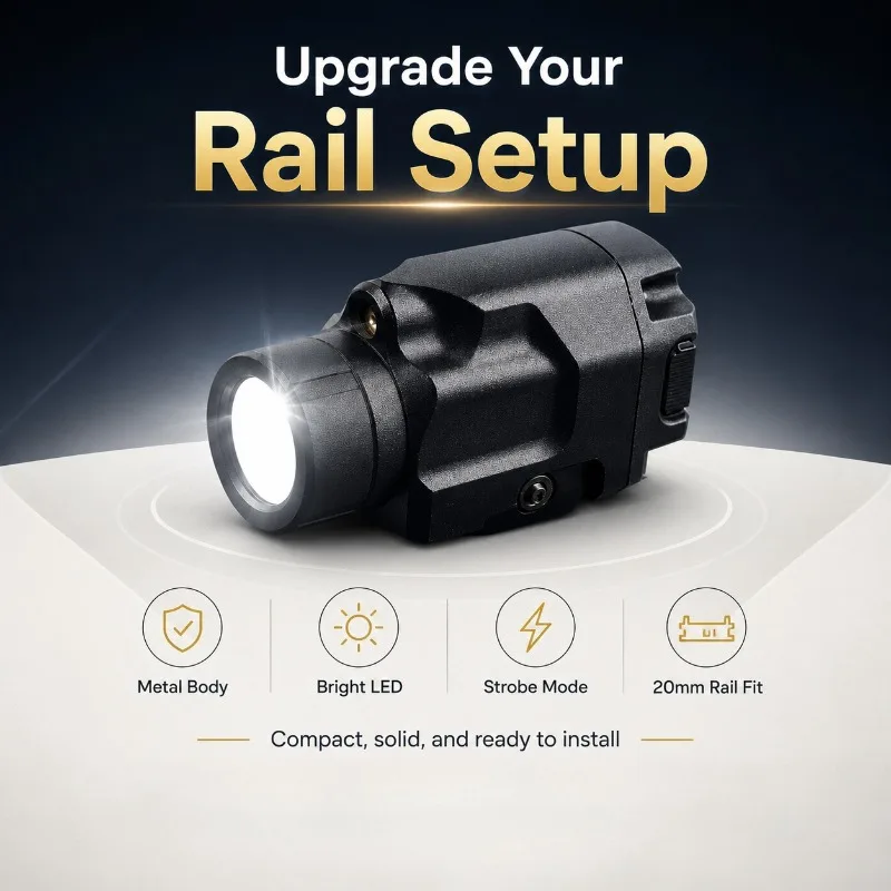Metal Construction TLR-8 LED Underbarrel Flashlight Strobe Function Adjustable Bright for 20MM Rail Hobby
