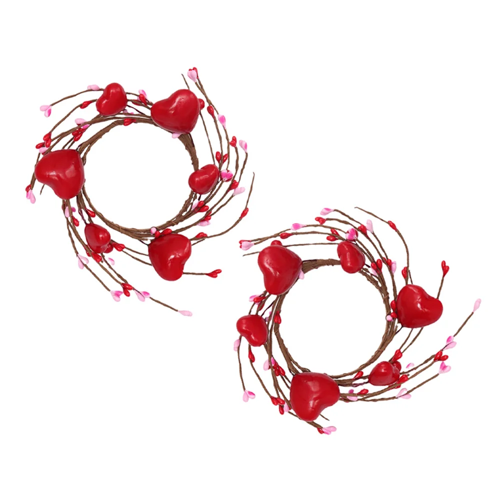 

2 Pcs Holder Light Ring Christmas Tree Iron Wire Red Rings Votive Holders