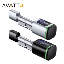 AVATTO Tuya Bluetooth Smart Electronic Door Lock,DIY Cylinder Core Fingerprint/Smart Card/Password/Key Unlock for Home Security