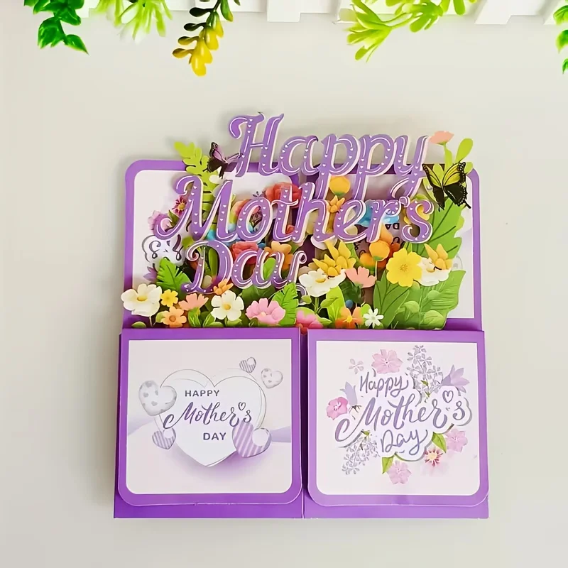 1 Stück Glückwunschkarte zum Muttertag, 3D-geprägte Boxkarte mit Umschlag, Geschenk für Mama, geeignet für Muttertag, Partygeschenke