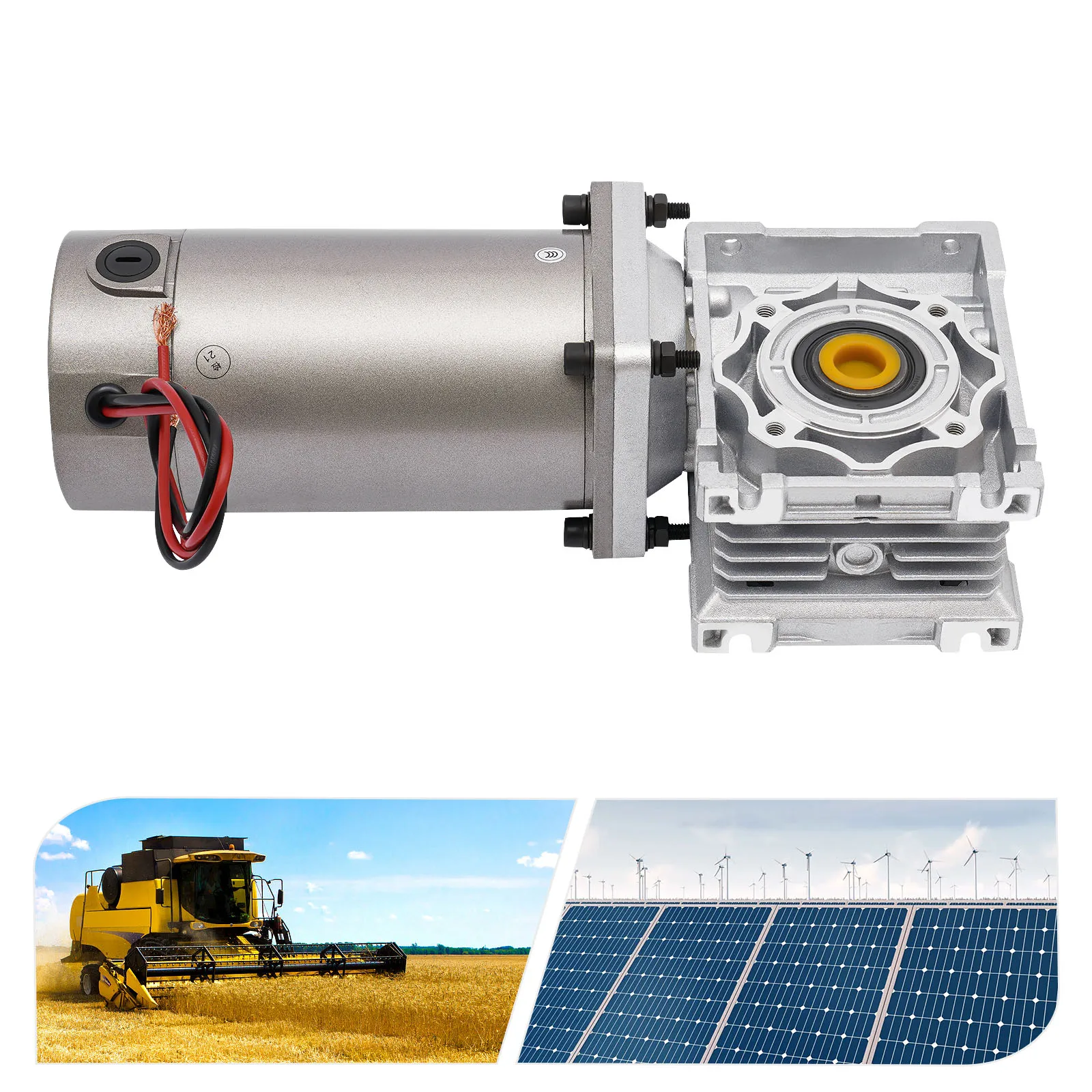 

300W DC 24V Worm Gear Motor, Self-Locking Electric Gearbox Motor with Speed Adjustment, High Torque NLRV Reducer for Automation