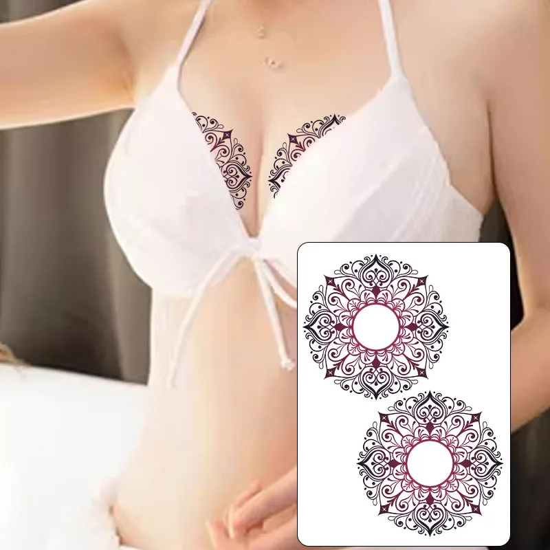 Black and Red Spade Nipple Covers, Sexy Pattern Temporary Stickers, Waterproof and Sweatproof, Colorful Realistic Tattoos