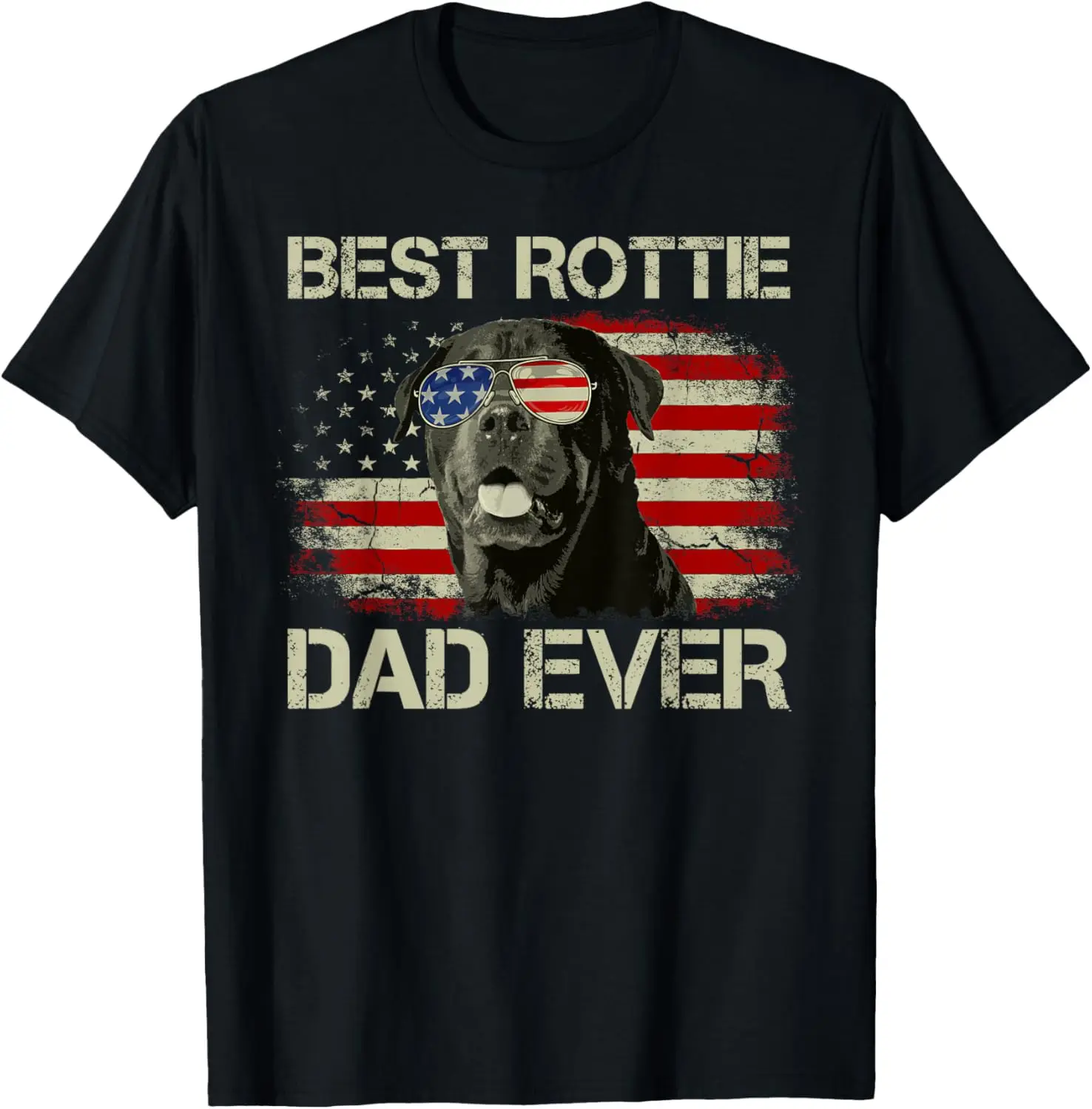 Best Rottie Dad Ever Tshirt Rottweiler American Flag Gift T-Shirt