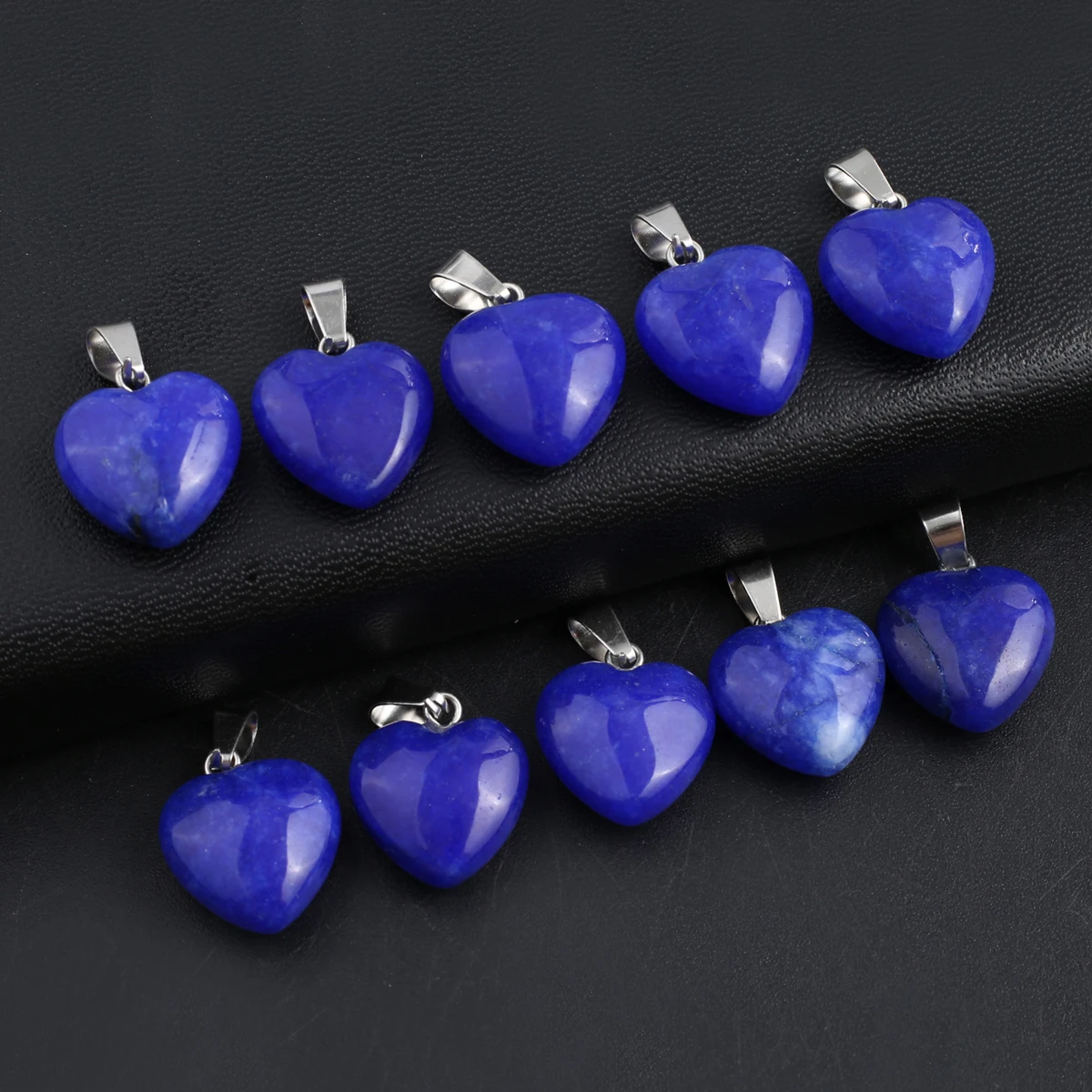 12pcs Natural Lapis Lazuli Pendant Heart Shape Blue Agates Pendant Charms for Making DIY Jewelry Necklace Earrings Accessory