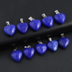 12pcs Natural Lapis Lazuli Pendant Heart Shape Blue Agates Pendant Charms for Making DIY Jewelry Necklace Earrings Accessory