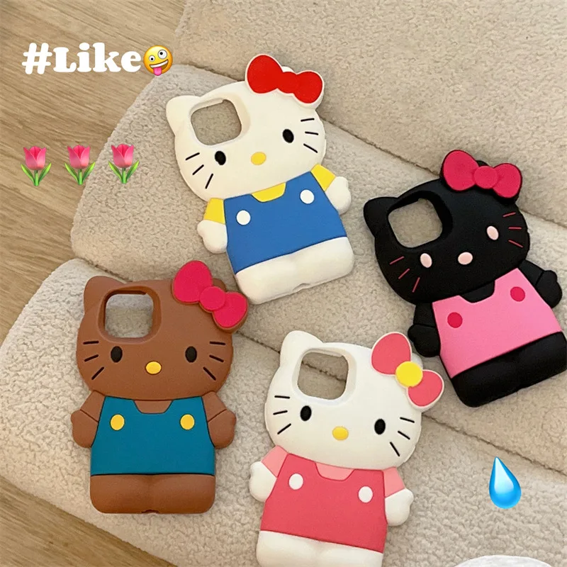 New Kawaii Sanrio Hello Kitty Phone Cases for 14 13 12 11 Pro Max Cartoon Anime Anti-Drop Soft Cover Girl Y2K Protective Case