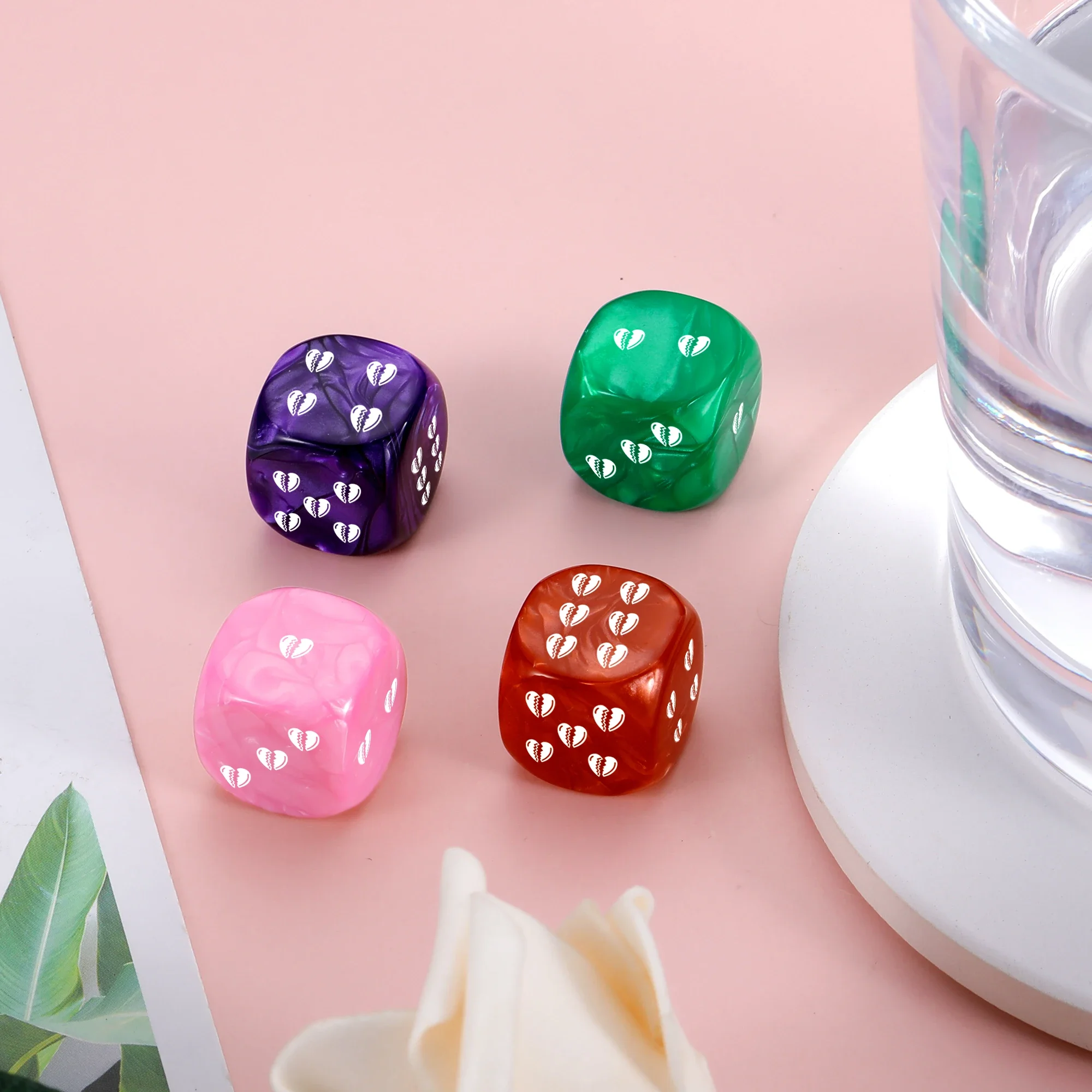 

6 Sides Custom Dice Personalized Heartbroken Dice Points Engraved Colored Acrylic Dice Point Fun and Game with Friends Gifts