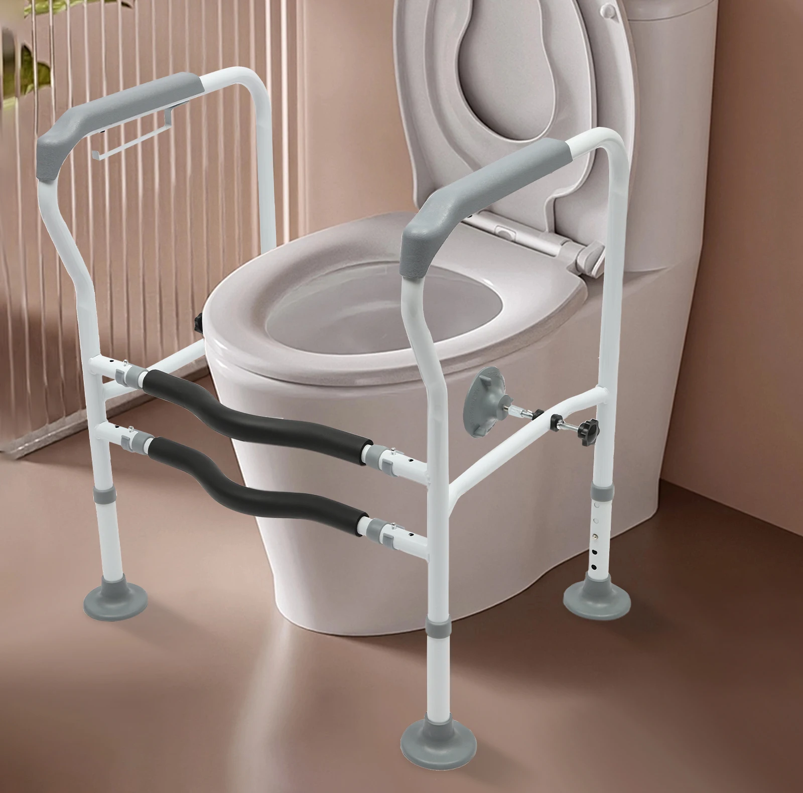 

Подставка для унитаза с подставкой для унитаза Поручень с регулируемой высотой и шириной Опорные ручки для пожилых людей Грузоподъемность до 150 кг