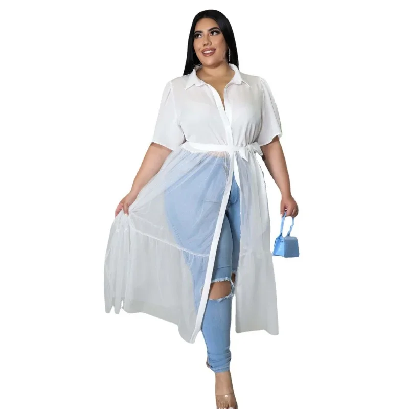 Vestido de manga curta casual feminino, vestidos africanos, roupas femininas, malha da moda, plus size XL-5XL, verão, Dropshipping, 2024