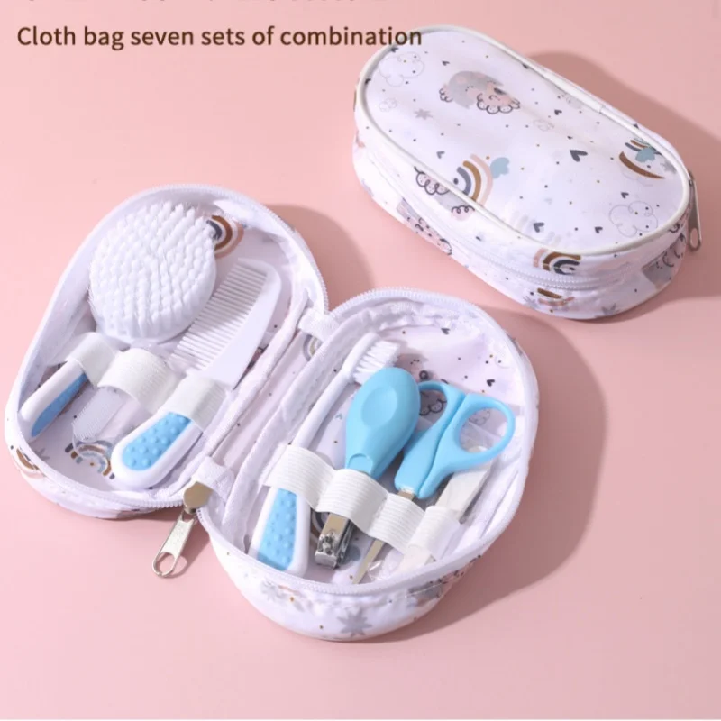 

Baby care set combination: Newborn nail clippers, nail clippers, baby cleaning, cloth bag, seven-piece set of care tools