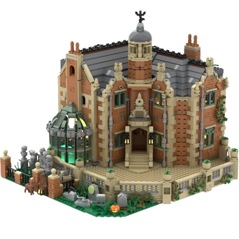 Gift MOC-54244 Haunted Manor Model Building House Small Particle Assembled Building Blocks Assembled House Toy