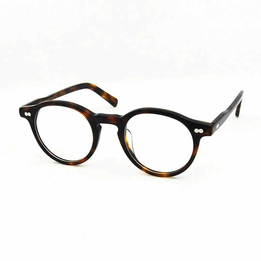 46mm Miltzen Tortoise Vintage Round Acetate Eyeglasses Frames Retro Keyhole Bridge Optical Glasses Frame Unisex Small Face