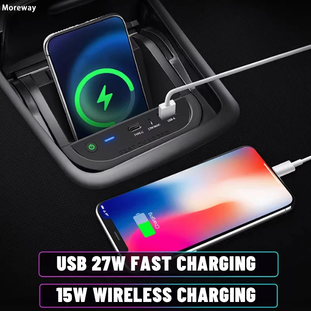 

Moreway Center console phone charger For Mercedes Benz W176 C156 C177 GLA 2014-2018 CLA 200 2015 wireless charging Car interior