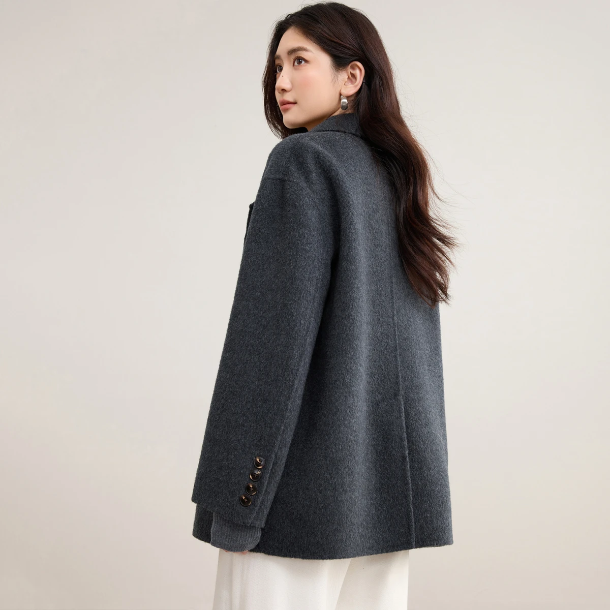 SENTUBILA Women's 100% Wool Blazer Tailored Coat 2026 Winter Classic Suit Jacket Elegant Lady Warm Windproof Outerwear W54OA8778