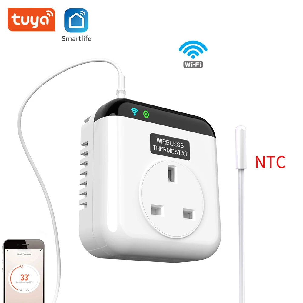 Programmable Smart Wifi Thermostat Plug Outlet Mini Temperature Controller 10A Plug-in Socket APP Control Voice Control Schedule