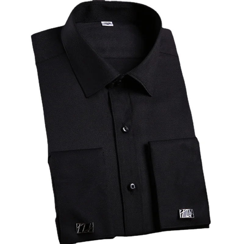 black french cuff dress shirt GEORGE - Black Formal Slim Fit Shirt Cufflinks main image 0
