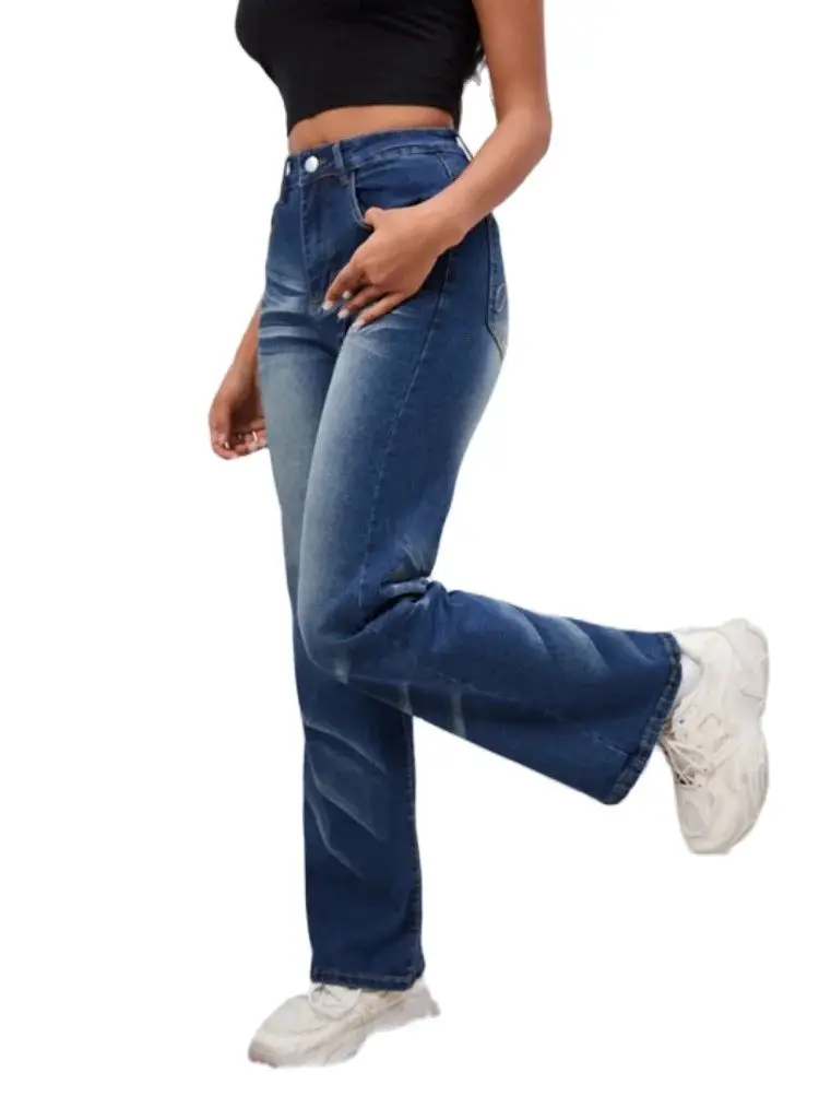 2024 Spring New High Waist Fashion Slim Jeans for Women Street Casual Stretch Denim Straight Legs Female Trousers S-2XL