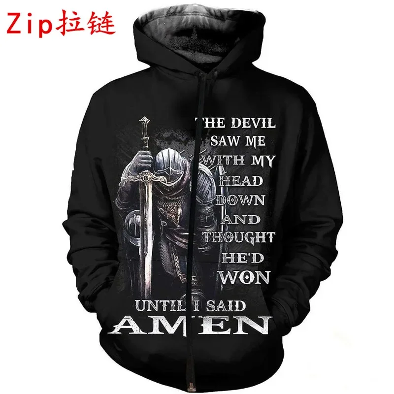 New 3D all print Knight's Templar shirt men's fashion casual Sweatshirt autumn hat hip hop top