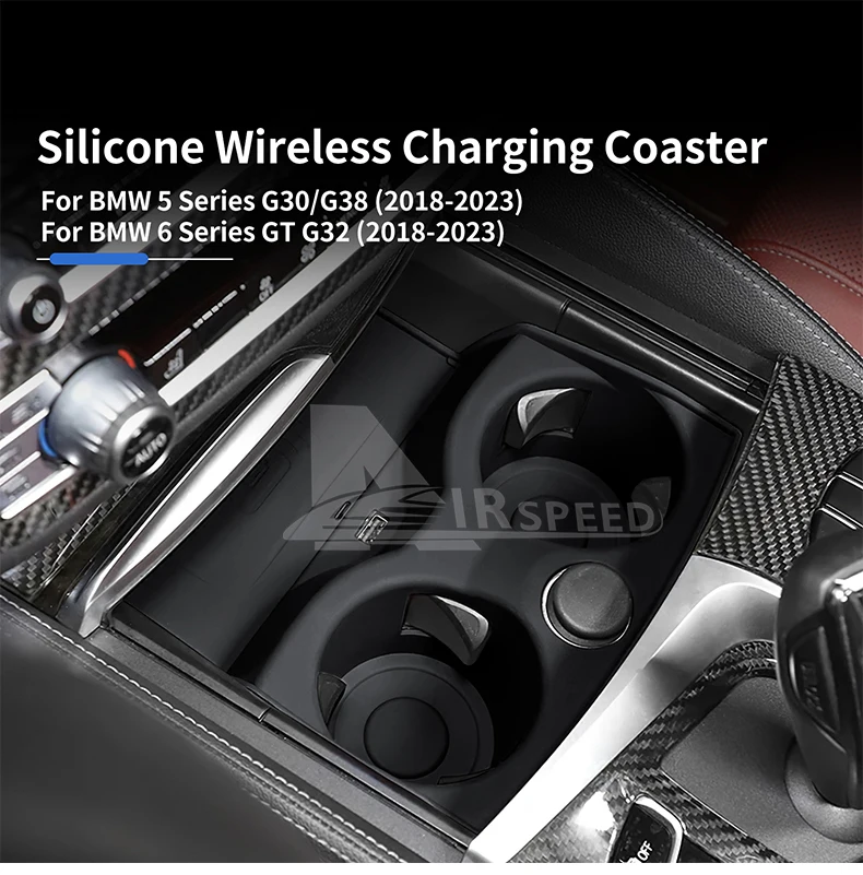 Silikon für BMW 5 G30 G38 6er G32 6 GT 2018 2019 2020 2021 2022 2023 Auto-Getränkehalter-Untersetzer Mittelkonsole Abdeckung Zierleiste – Detail 6