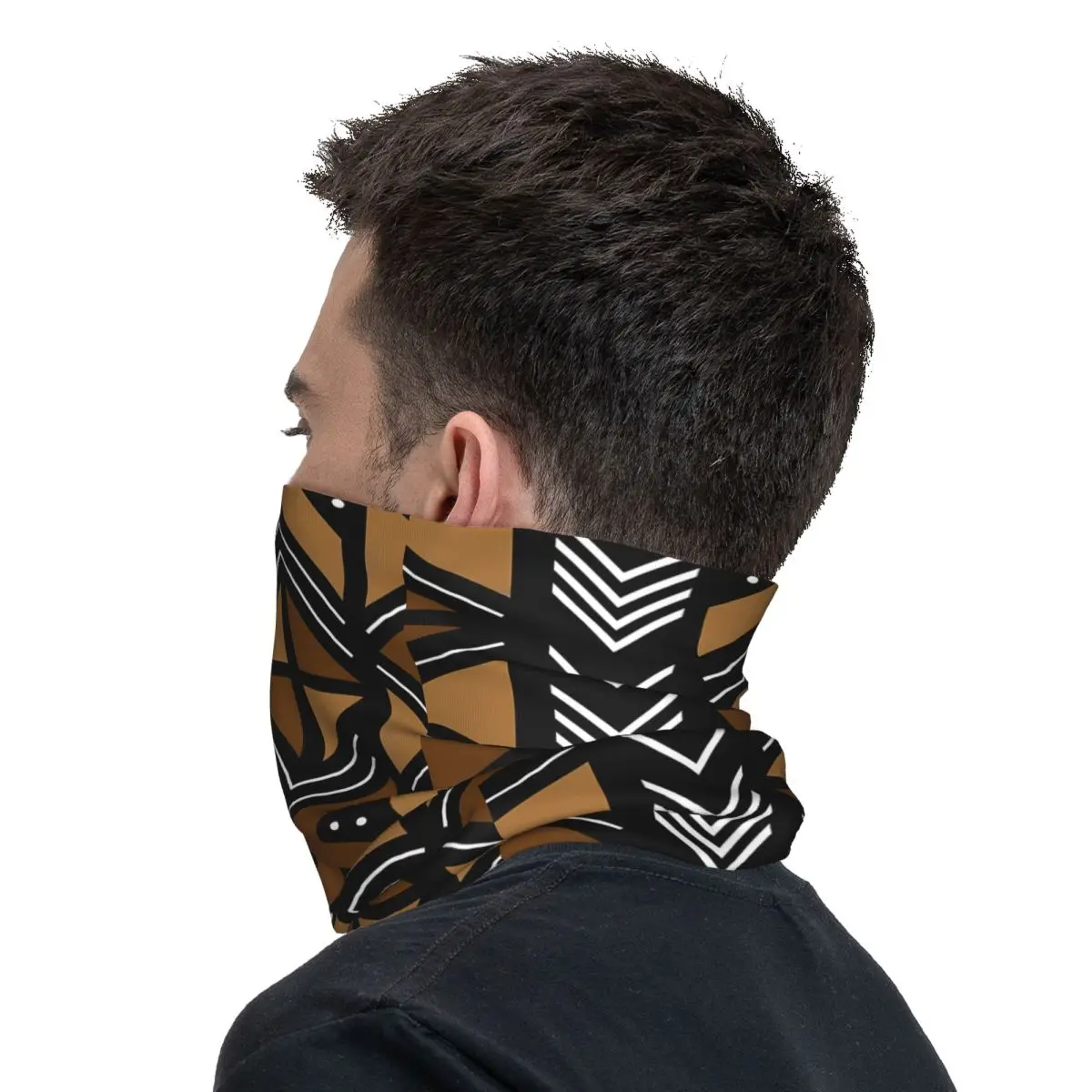 African Mudcloth Bogolan Bandana Neck Cover Wrap Scarf Balaclava Cycling Unisex Adult Breathable