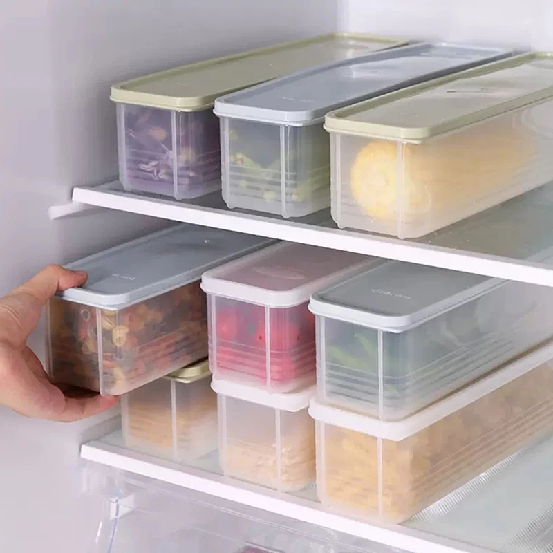 Crisper Box Plastic Food Box With Lid Refrigerator Crisp Seal Kitchen Fresh Fruit Fridge Organizer Household Goods