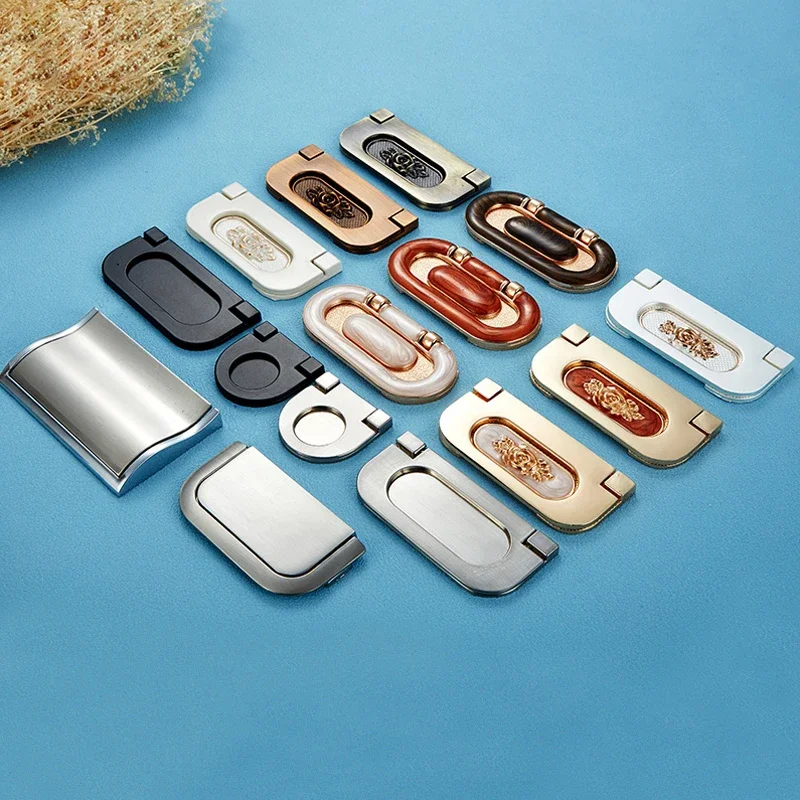 64mm Zinc Alloy Modern Embed Knobs Kitchen Cabinet Cupboard Door Drawer Handles Wardrobe Hidden Pulls Furniture