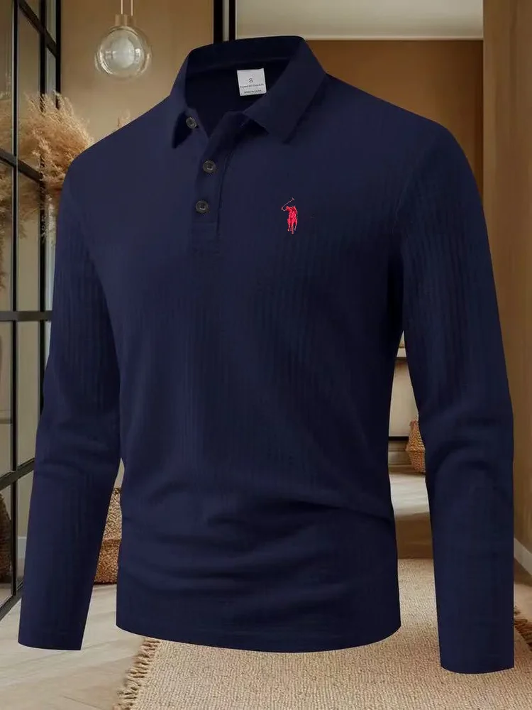 Men's polo shirt long sleeved high-end brand exquisite embroidery 2025 Spring and Autumn casual breathable fashion T-shirt top