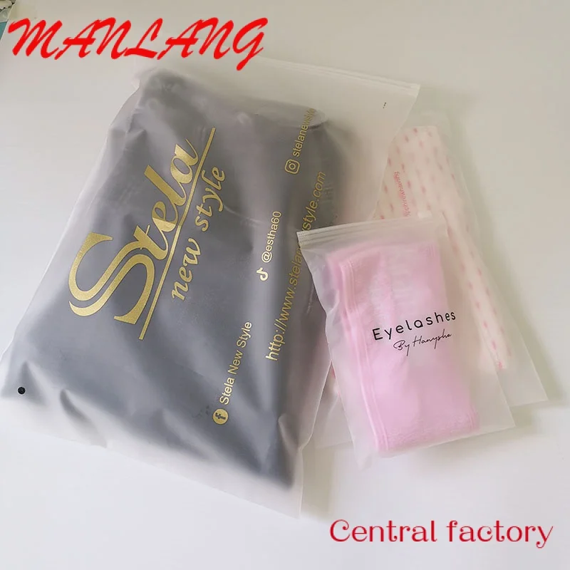 Custom  Custom logo plastic zipper bag T shirt clothes frosted package reusable ziplock bag for package