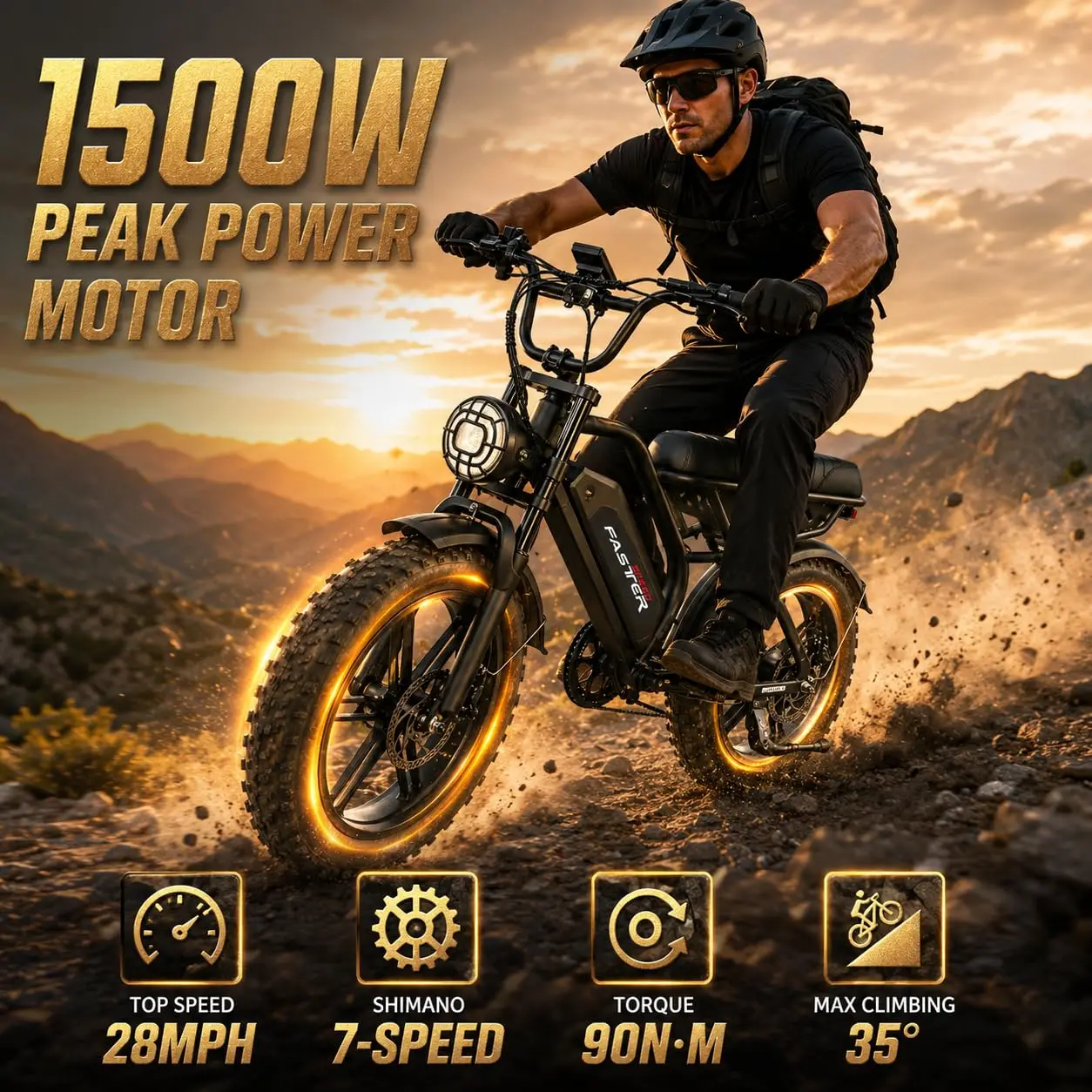 1500W 20 Inch Fat Tire Electric Bike 48V 15.6Ah 65-Mile NFC Dual Suspension Cruise Control Off-Road Commuting, Customized