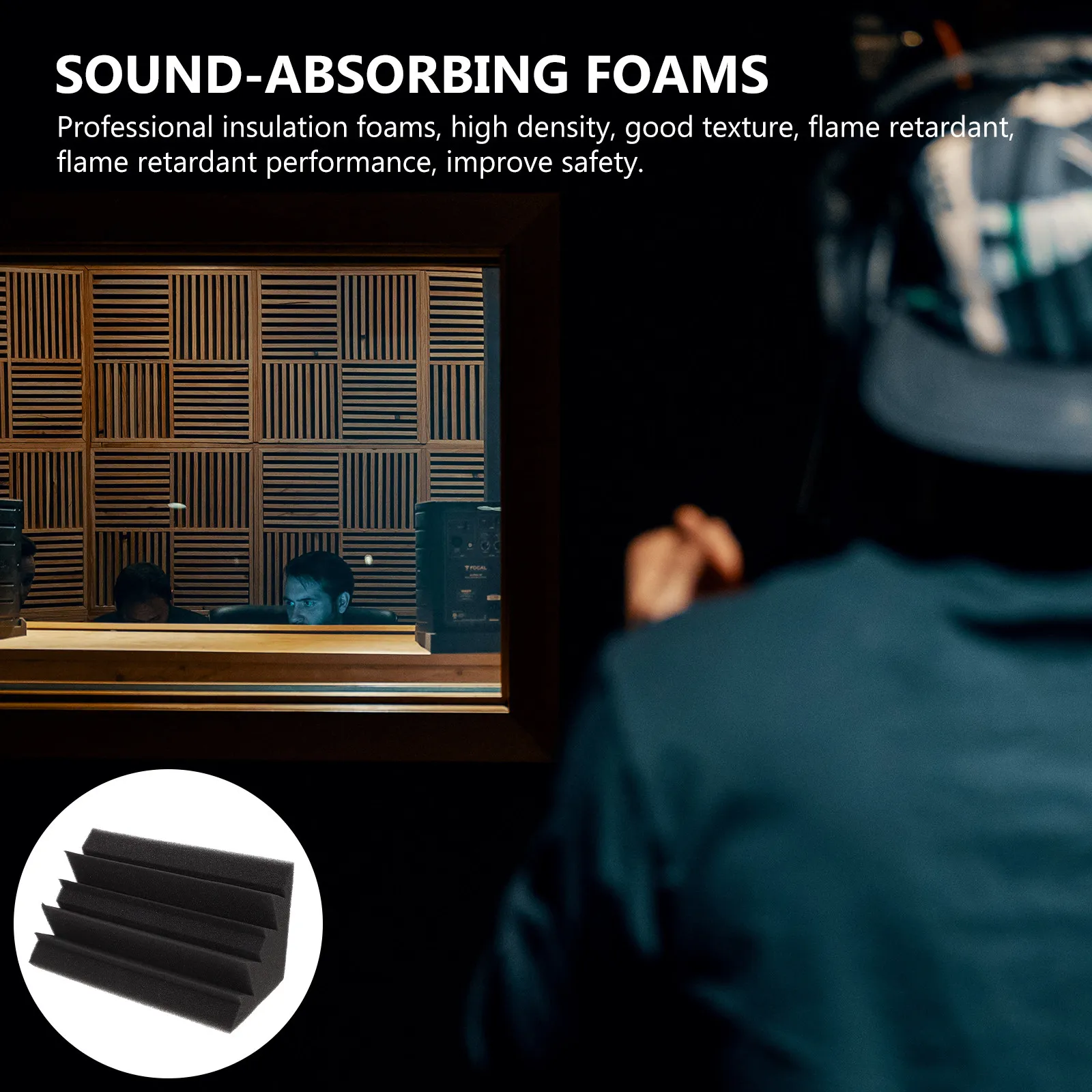 5 paneles de espuma acústica absorbente de sonido, paneles negros que absorben el sonido