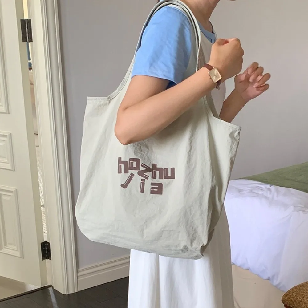 

Fashion Casual Nylon Tote Bags Harajuku Lightweight Letter Shoulder Bag Shopping Large Capacity Commute Handbags Women