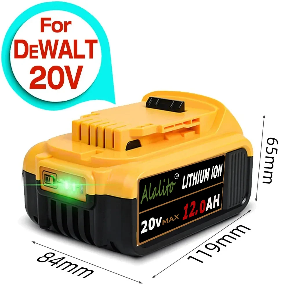 Batterie de rechange au lithium d'origine pour Dewalt, DCB200, DCB184, DCB200, DCB182, DCB180, DCB33, DCB182, DCB201, DCB206, 20V, 12000mAh