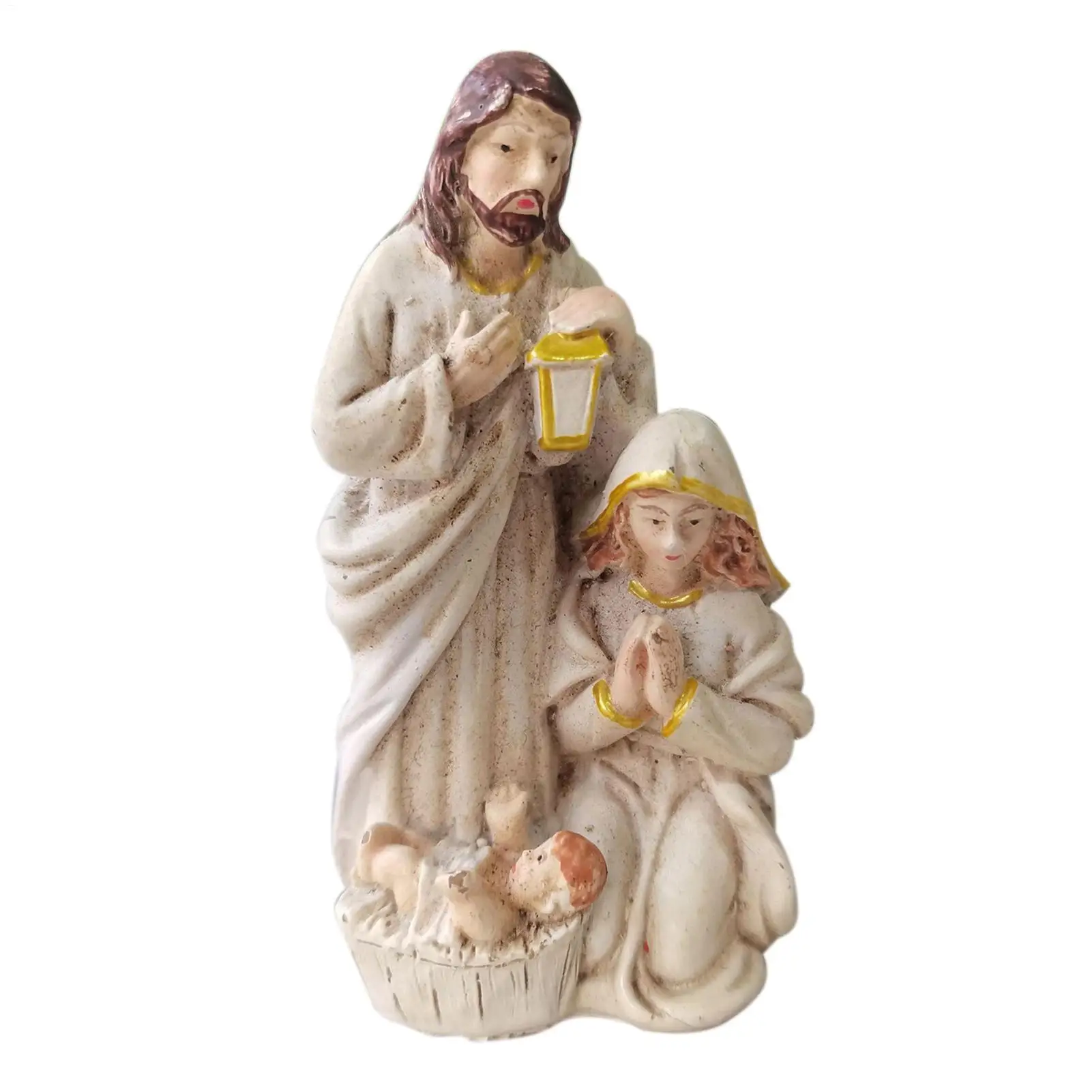 Krippenfiguren, Krippenfiguren, Tischszenen aus Kunstharz, Heilige Familie, Statue, katholische Figur, Kunsthandwerk, Skulptur, Heilige Familie