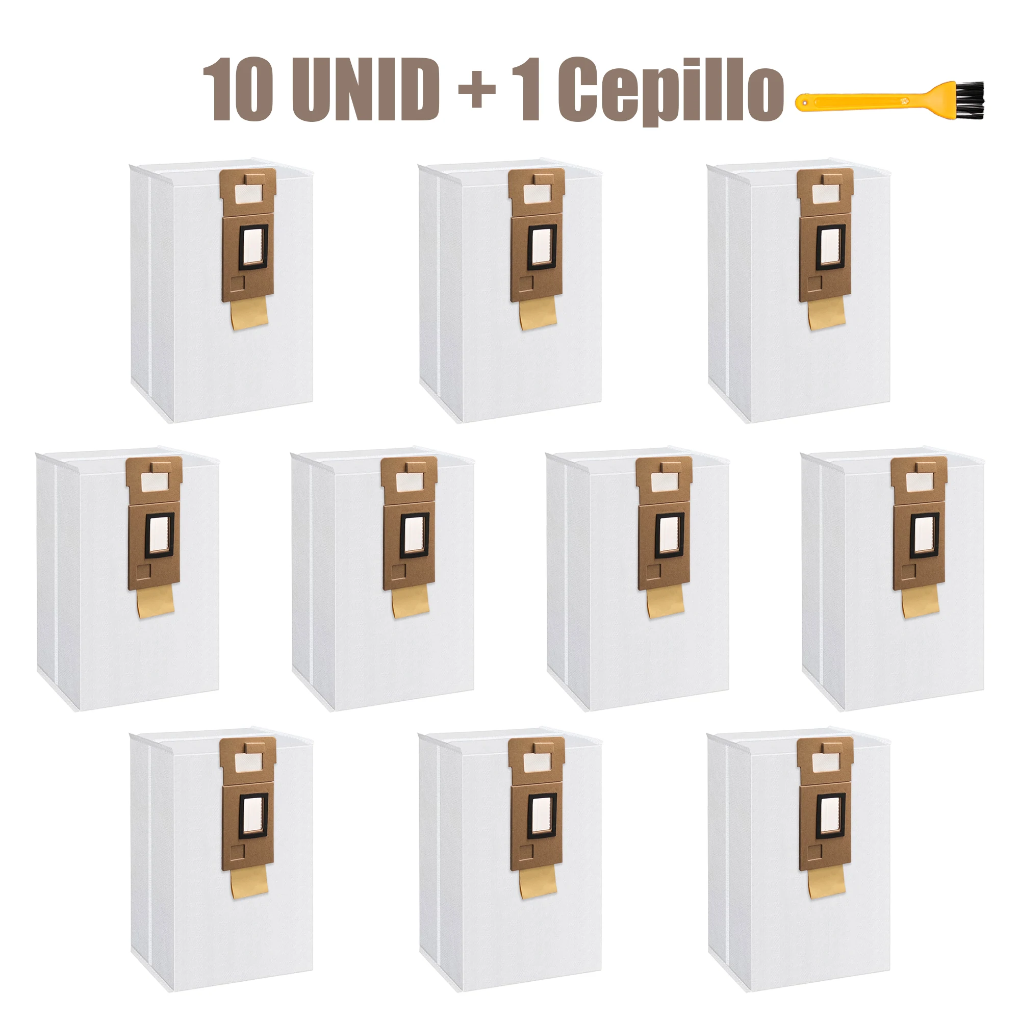 10 Dust Bags + 1 Brush for Roborock S7, S7+, T7S Plus, S70, S75, S7 MaxV Plus Vacuum Cleaner Auto-Empty Dock k, 3L Large  Bag