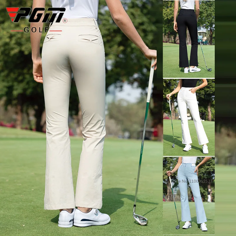 

Женские брюки Pgm Golf, быстросохнущие, узкие, расклешенные, эластичные, дышащие, спортивные, с карманами на завязках, весна-лето