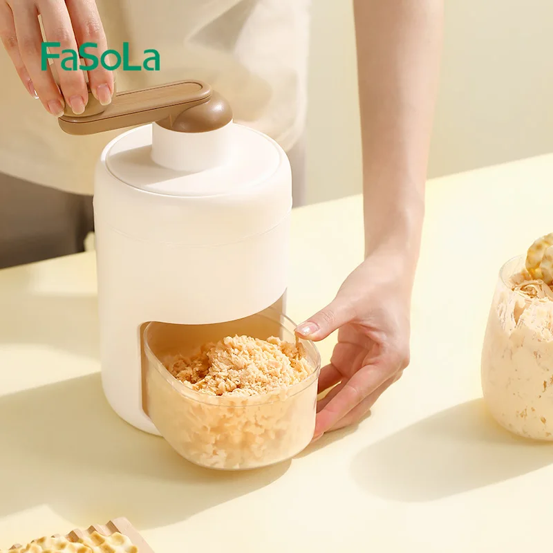 FaSoLa Portable Ice Crusher Shaved Machine Manual Ice Shaver Snow Cone Machine Ice Cream Snowcone  Kakigori Bingsu 500ml