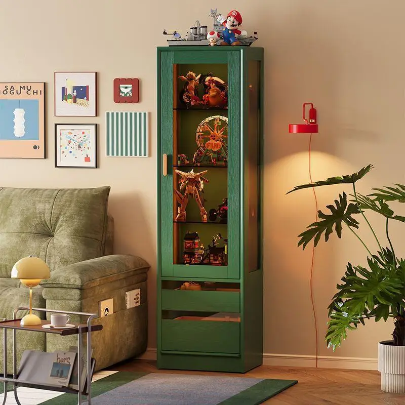 Figure glass display cabinet, dustproof for home use, solid wood display cabinet, dopamine