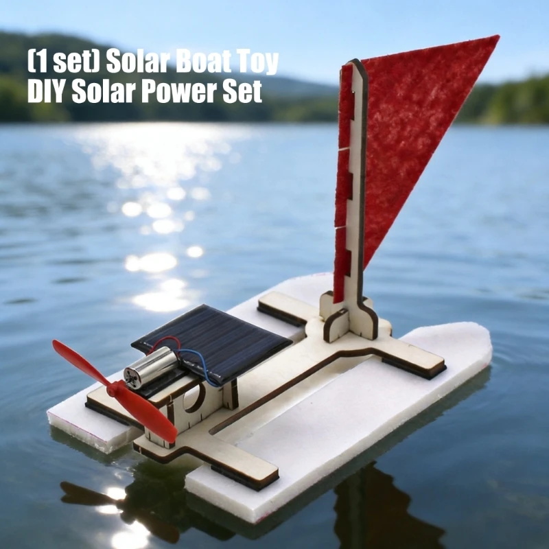 Solar Powered DIY Boat Kits for Kids and Students, Hands-On STEM Science Model with Solar Panel, Motor Drive and Float Base A2UB