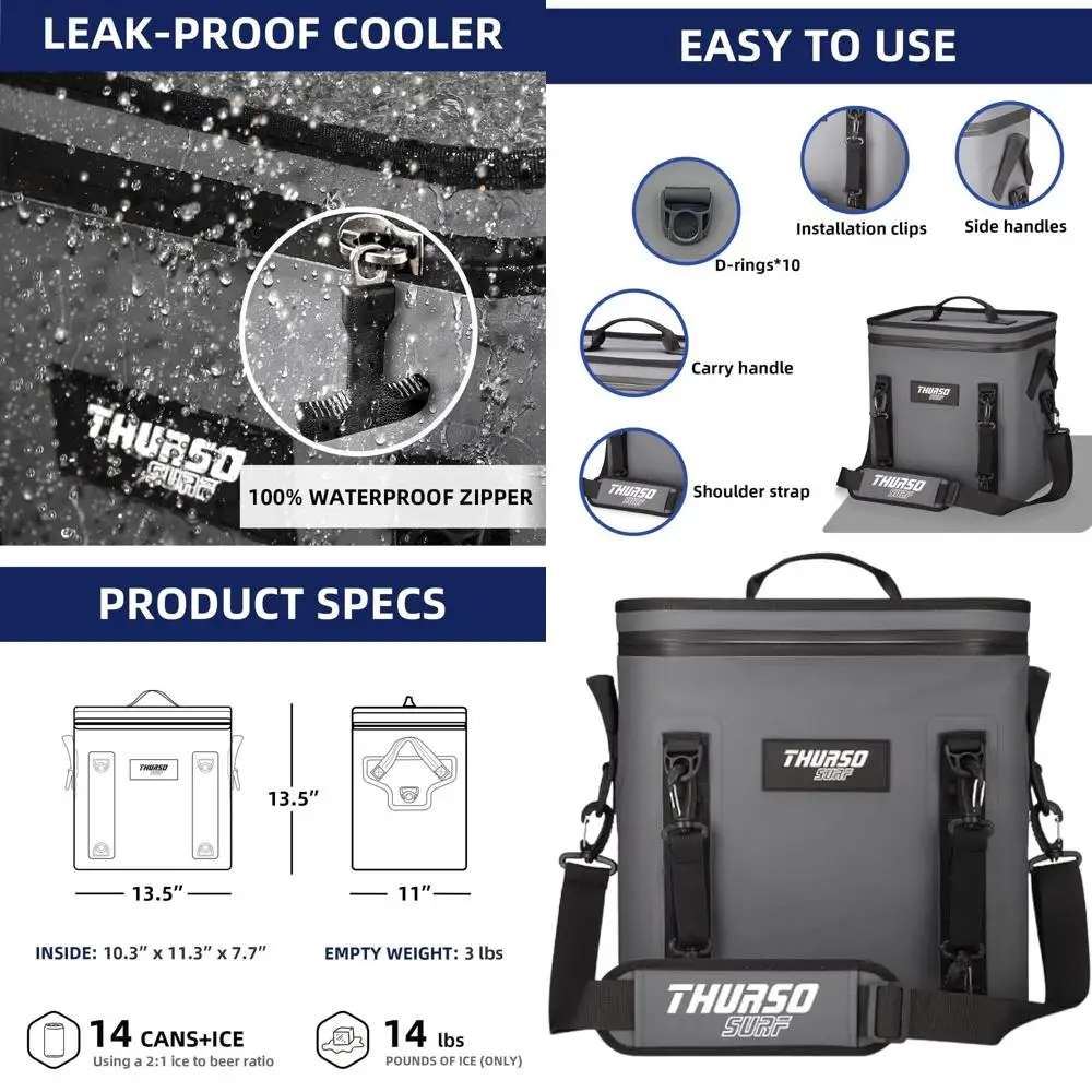 

Портативная изолированная сумка-холодильник на 24 банки — герметичный водонепроницаемый холодильник на 48 часов для пляжа, кемпинга и приключений на открытом воздухе