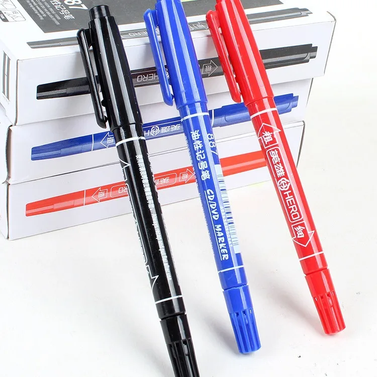 

10Pcs Double-Tip Permanent Paint Marker Pens Black/Blue Ink for Plastic Wood Stone Metal Glass Doodling Marking Graffiti Art Set