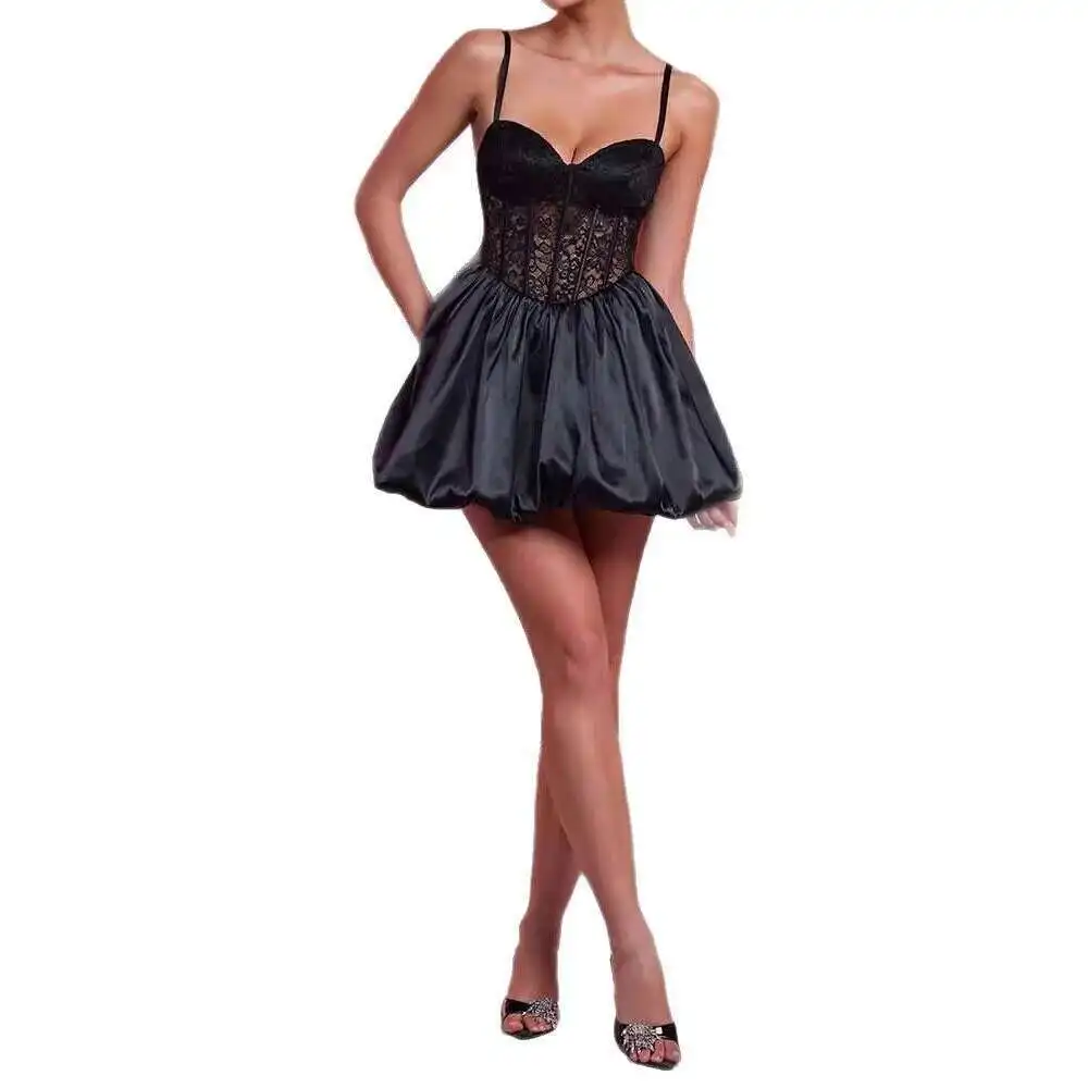 2025 primavera/verão novo estilo de moda feminina vestido de renda festa cinta pong vestido 2025 vestido de verão robe feminino elegante