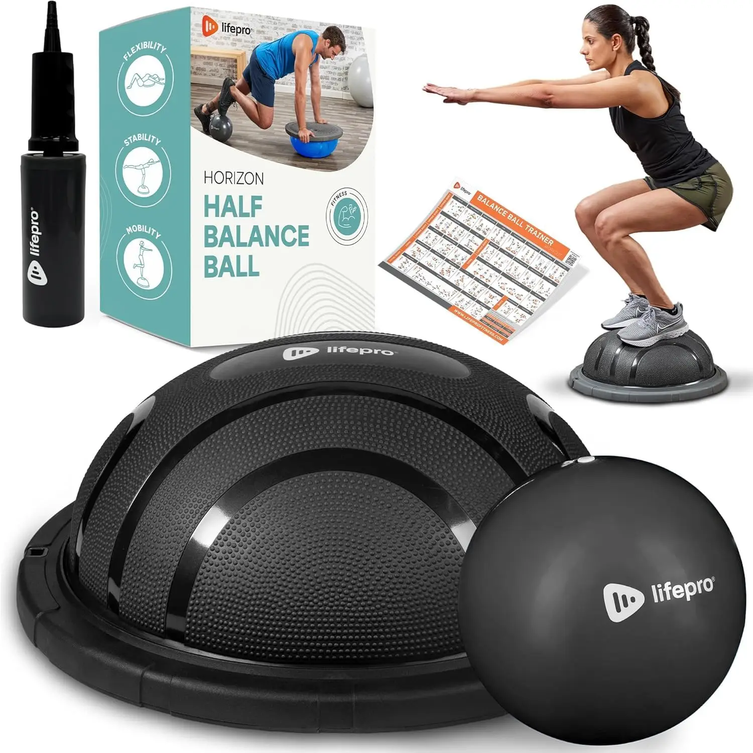 

Half Balance Ball Trainer for Stability, Full-Body Workouts, Home Gym & Therapy - Non-Slip Equipment