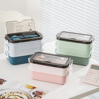 304 Stainless Steel Insulated Lunch Box with Tableware, Double-Layer, Three-Layer, Multi-Layer, Student Compartment