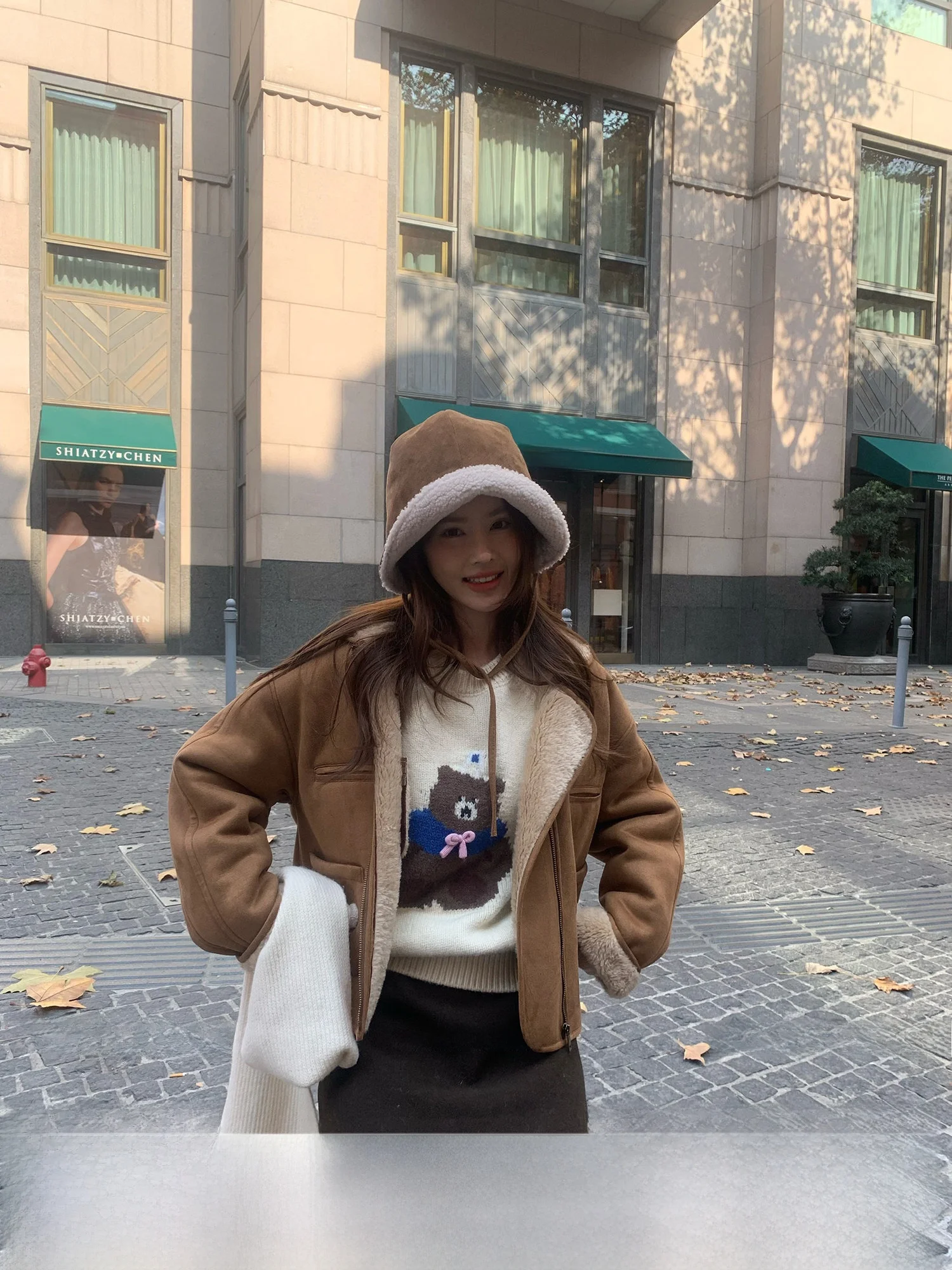 

Корейская замшевая куртка из овечьей шерсти на молнии, женская теплая куртка с откидным воротником, длинная, прямой крой, для зимы и пастбищ