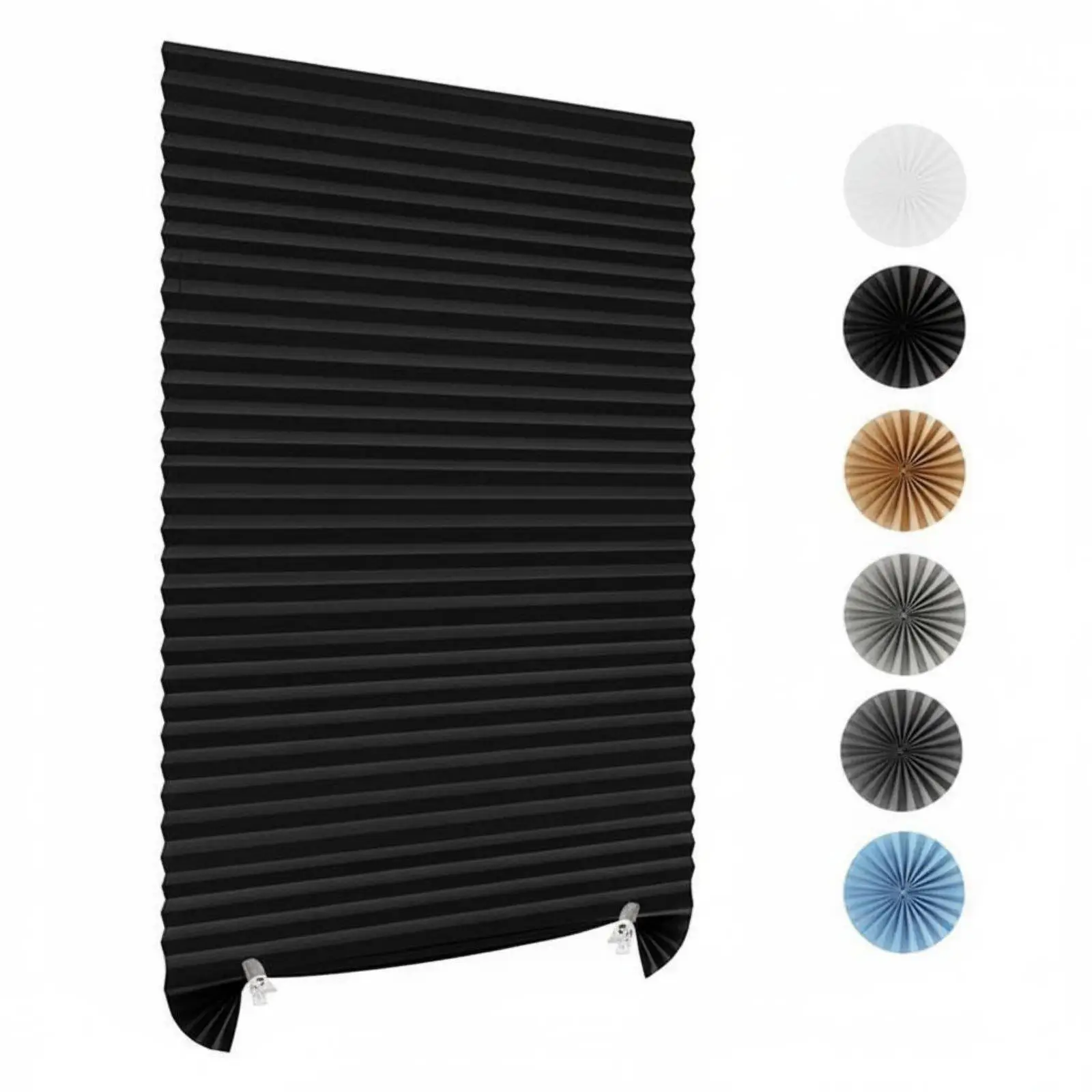 Pleated Window Curtains Non Woven Fabric Stick on Shade Blind Curtains Blackout for Houses Rooms Sun Protection