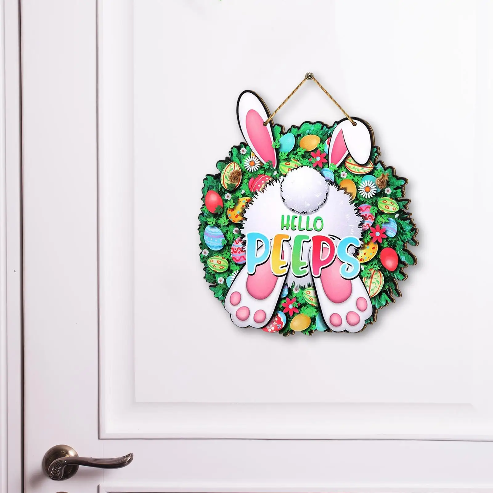 Welcome Sign for Front Door Door Sign Housewarming Gift Happy Easter Wooden Hanging Sign for Window Yard Patio Farmhouse Holiday